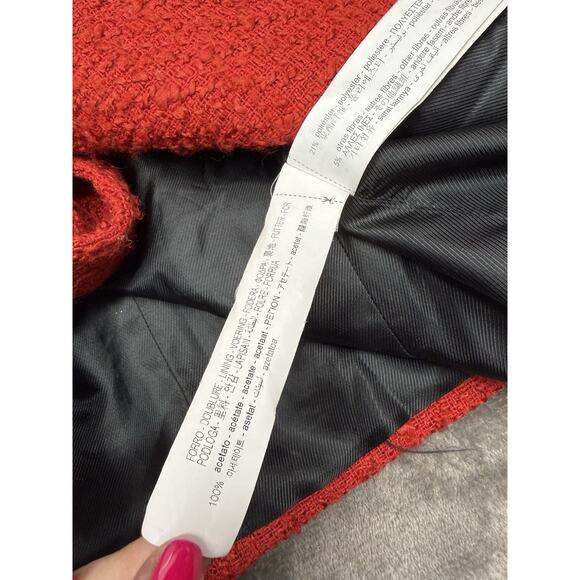 Zara Royal ASO Kate Middleton Textured Tweed Blazer Red Double Breasted sz Small - Picture 16 of 16